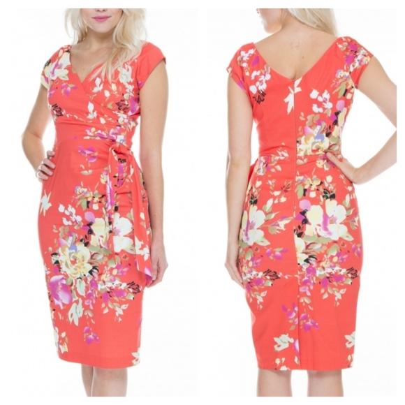 The Pretty Dress Company Dresses & Skirts - The Pretty Dress Company | Hourglass Coral Seville Pencil Dress